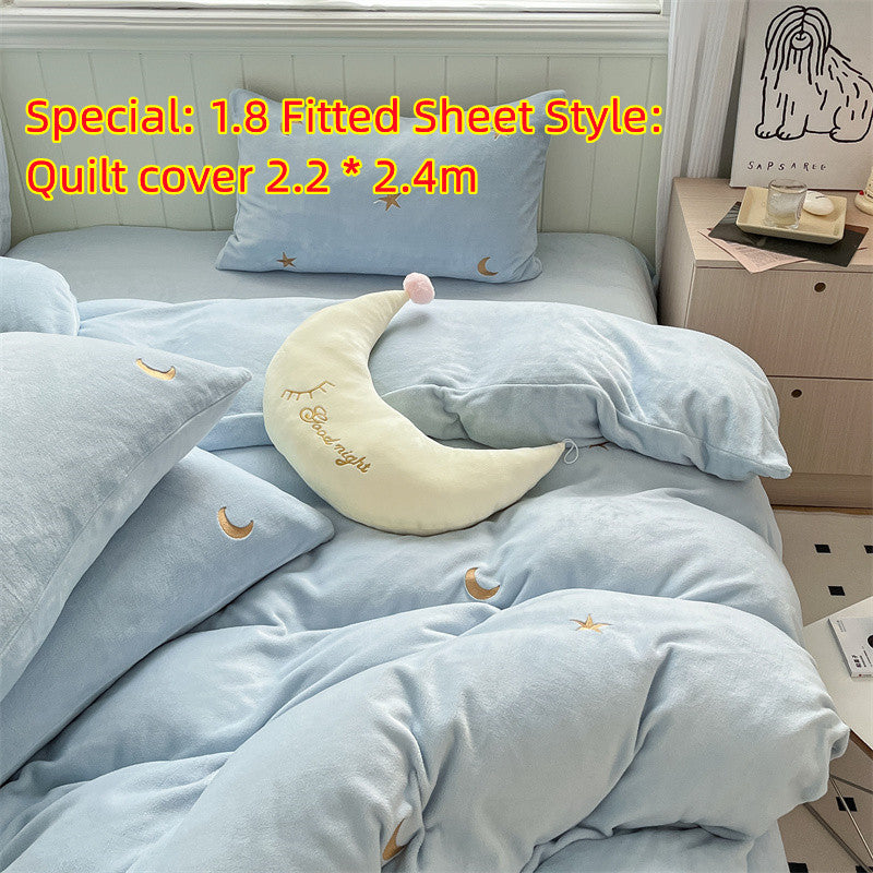 Healing Princess Style Double Sided Velvet Coral Velvet Bed Sheets