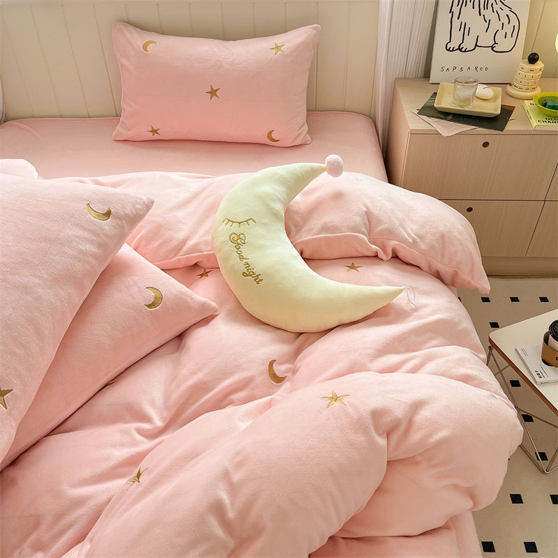 Healing Princess Style Double Sided Velvet Coral Velvet Bed Sheets