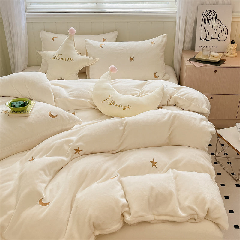 Healing Princess Style Double Sided Velvet Coral Velvet Bed Sheets