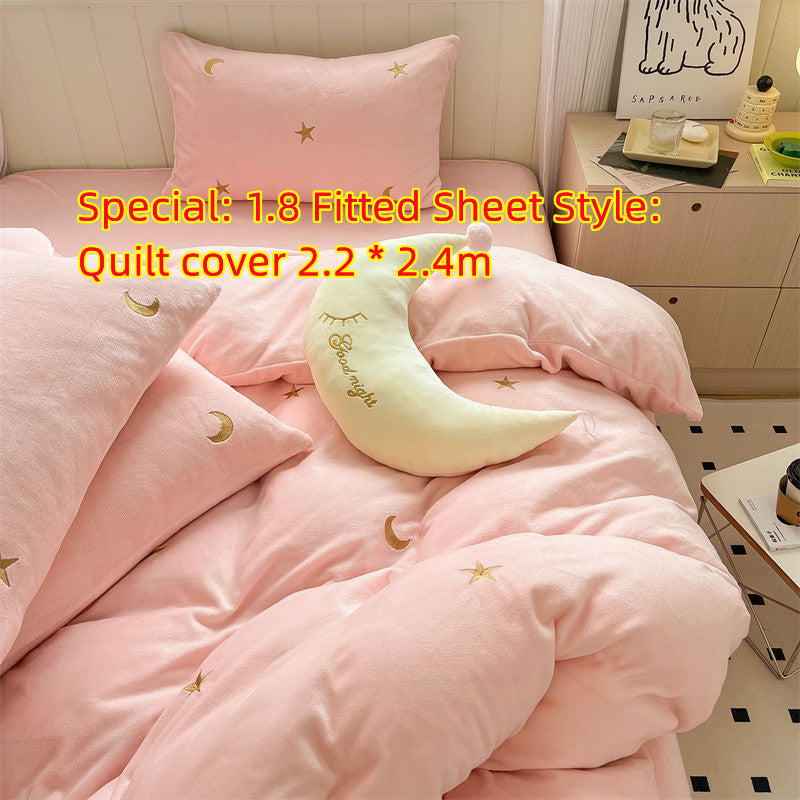 Healing Princess Style Double Sided Velvet Coral Velvet Bed Sheets